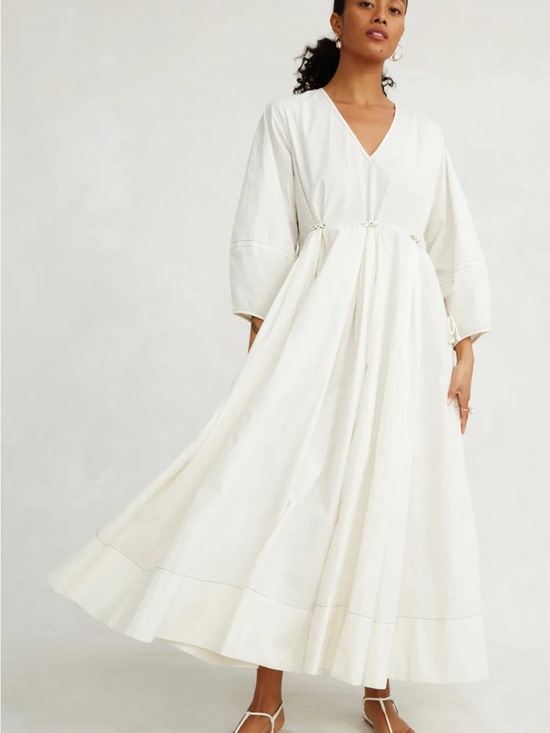 Chan Luu Dresses & Skirts - Chan Luu Ivory V-Neck Long Sleeve Maxi Dress
